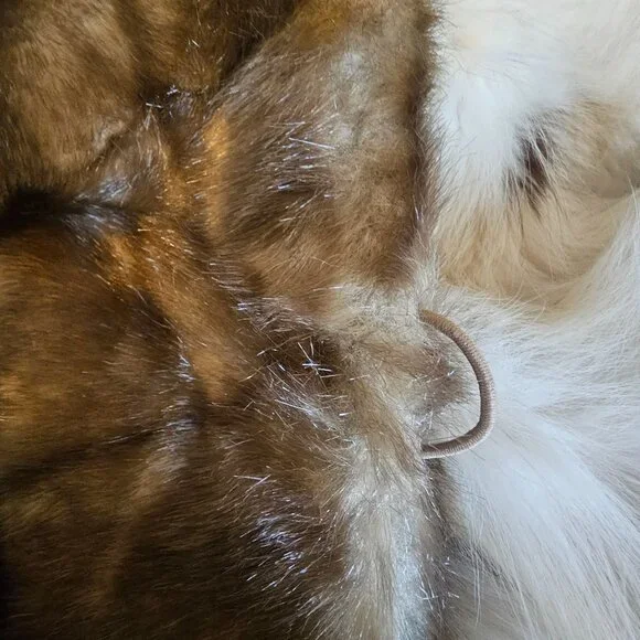 Vintage XS Rachel Zoe Horizontal Chestnut Faux Mink Cropped Fur Coat Soft - Picture 9 of 12